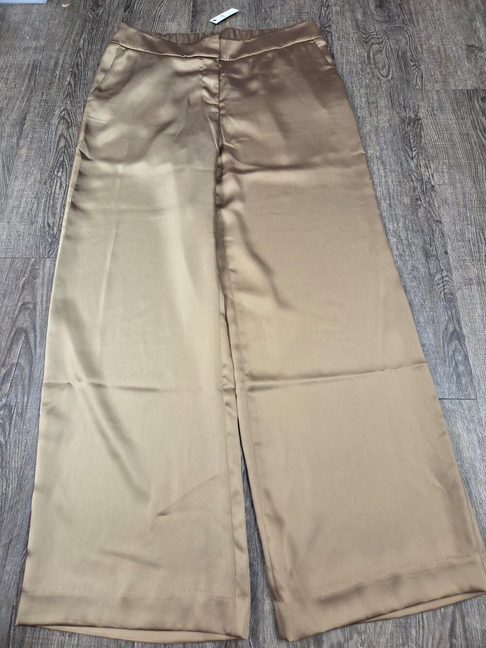 Talbots NWT Wide Leg Satin Pants Bronze Color Dressy Size 10 with 30" Inseam